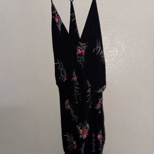 Black Floral Halter Dress